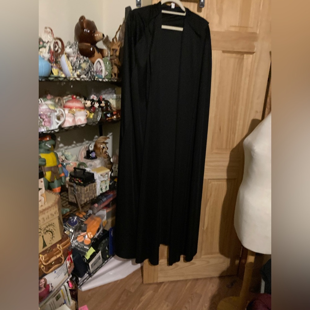 Long black hooded cape for any costume